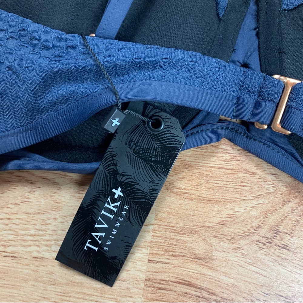 NWT TAVIK Swimwear Corsica Navy Textured Bikini Top - Picture 9 of 12